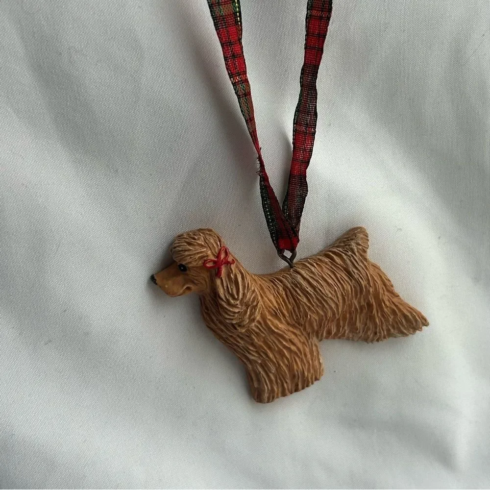 Vintage Poodle Dog Ornament with Red Ribbon